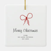 4 Photo Bow Wrap Christmas Newlyweds Modern Keramisch Ornament (Achterkant)