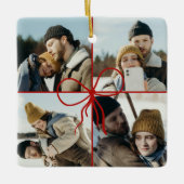 4 Photo Bow Wrap Christmas Newlyweds Modern Keramisch Ornament (Voorkant)