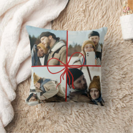 4 Photo Bow Wrap Christmas Newlyweds Modern Kussen