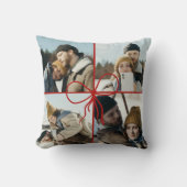4 Photo Bow Wrap Christmas Newlyweds Modern Kussen (Voorkant)