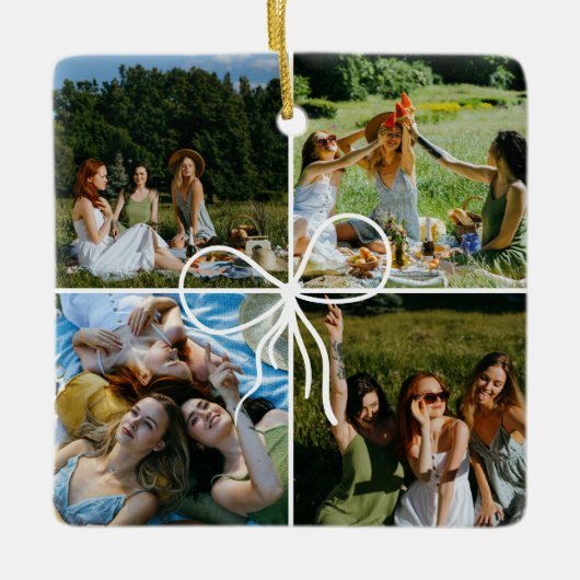 4 Photo Bow Wrap Christmas Present Best Friend Keramisch Ornament (Voorkant)