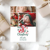 4 Photo Candy Cane Baby 1st Christmas Feestdagenkaart