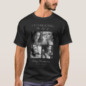 4 Photo Celebration of Life Funeral Black T-shirt (Voorkant)