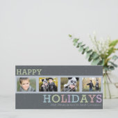 4 Photo Chic Leiste Kerstmis Feestdagenkaart (Staand voorkant)