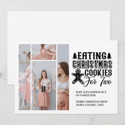 4 Photo Christmas Cookies for 2 Pregnancy  Feestdagenkaart (Voorkant / Achterkant)