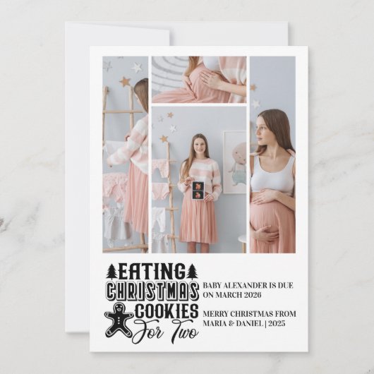 4 Photo Christmas Cookies for 2 Pregnancy  Feestdagenkaart (Voorkant)