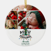 4 Photo Christmas Tree Lights First Christmas Keramisch Ornament (Voorkant)