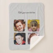 4 photo collage add text grey sherpa deken (Voorkant)