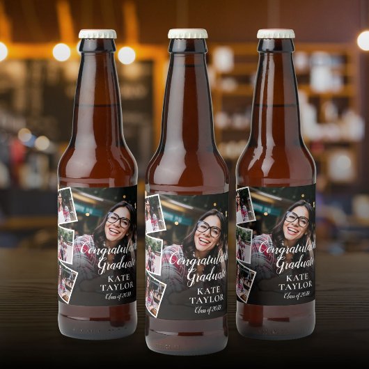 4 Photo Collage Afstudeerfeest Bier Etiket