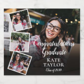 4 Photo Collage Afstudeerfeest Bier Etiket (Enkel label)