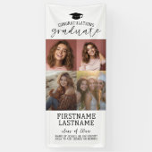 4 Photo Collage Afstuderen Modern Minimal White Spandoek (Verticaal)