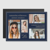 4 Photo Collage Congrates Afstuderen Magnetic Card (Voorkant / Achterkant)