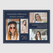 4 Photo Collage Congrates Afstuderen Magnetic Card (Voorkant)