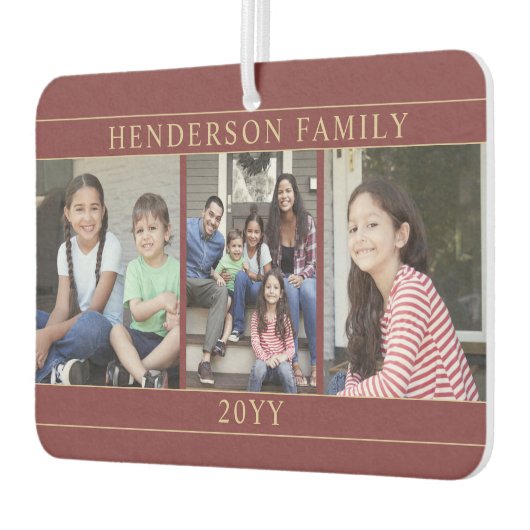 4 Photo Collage Familienaam Bourgondië en Goud Luchtverfrisser (Links)