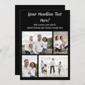 4-Photo Collage Flat Wenskaart of Invitation Kaart (Voorkant / Achterkant)