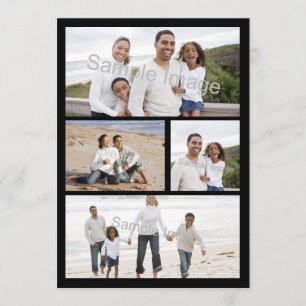4-Photo Collage Flat Wenskaart of Invitation Kaart