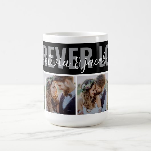 4 Photo Collage Forever Love Couple Names Koffiemok (Center)