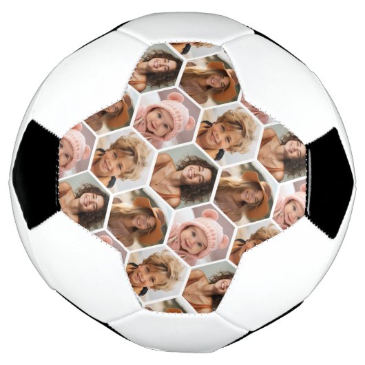 4 Photo Collage - funky honingraat hexagonpatroon Voetbal (Gedraaid)