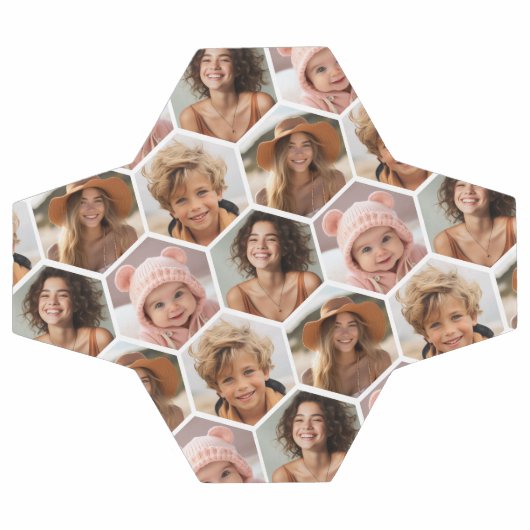 4 Photo Collage - funky honingraat hexagonpatroon Voetbal (Enkel)