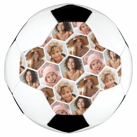 4 Photo Collage - funky honingraat hexagonpatroon Voetbal (Voorkant)