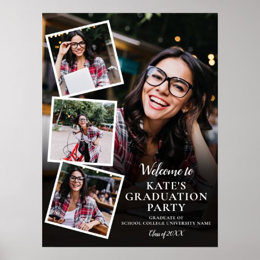 4 Photo Collage Graduation Party Welkom SIgn Poster (Voorkant)