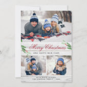 4 PHOTO Collage Merry Kerstgroet Feestdagenkaart (Voorkant)