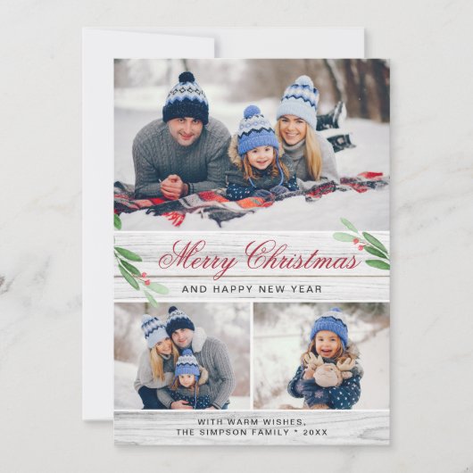 4 PHOTO Collage Merry Kerstgroet Feestdagenkaart (Voorkant)