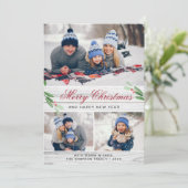 4 PHOTO Collage Merry Kerstgroet Feestdagenkaart (Staand voorkant)