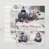 4 PHOTO Collage Merry Kerstgroet Feestdagenkaart (Voorkant / Achterkant)