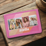 4 Photo Collage - Retro Stripes - dikke naam Drievoud Portemonnee<br><div class="desc">Perfect voor een familie- en vriendencadeau,  het ontwerp bevat 4 foto's en een plek om een naam of tekst toe te voegen in een dik lettertype. U kunt de achtergrondkleur wijzigen en 4 foto's toevoegen.</div>