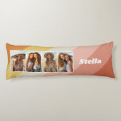 4 Photo Collage - Retro Stripes - dikke naam Lichaamskussen (Achterkant)