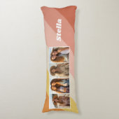 4 Photo Collage - Retro Stripes - dikke naam Lichaamskussen (Voorkant Verticaal)