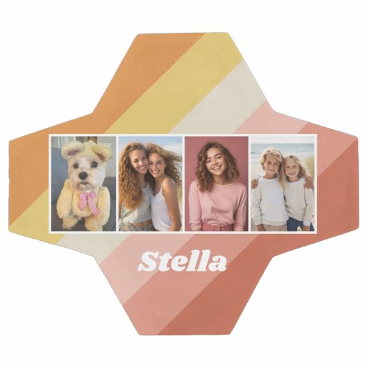 4 Photo Collage - Retro Stripes - dikke naam Voetbal (Enkel)