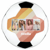4 Photo Collage - Retro Stripes - dikke naam Voetbal (Voorkant)
