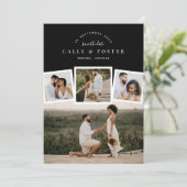 4 Photo Collage Save the Date Announcement Card  (Staand voorkant)