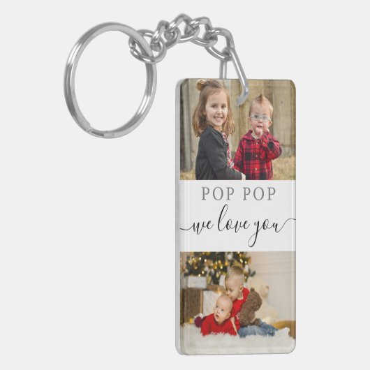 4 Photo Collage We Love You Beste Pop Pop Ooit Sleutelhanger (Voorkant Links)