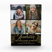 4 Photo Collage Zwart Goud Afstuderen Block Fotoblokken (Voorkant)