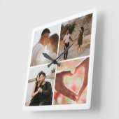 4 Photo Custom Collage Personalized Vierkante Klok (Hoek)