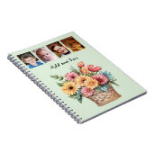 4 photo custom text gerbera flowers green notitieboek (Rechterzijde)