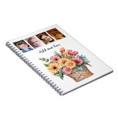 4 photo custom text gerbera flowers white notitieboek (Rechterzijde)