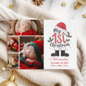 4 Photo Cute Santa Baby 1st Christmas Feestdagenkaart