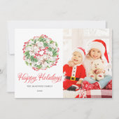 4 PHOTO Elegant Kerstmis Wreated Flat Feestdagenkaart (Voorkant)