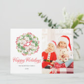 4 PHOTO Elegant Kerstmis Wreated Flat Feestdagenkaart (Staand voorkant)