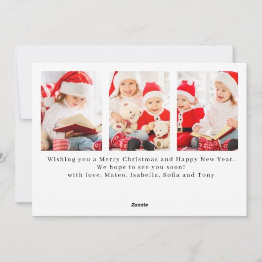 4 PHOTO Elegant Kerstmis Wreated Flat Feestdagenkaart (Achterkant)