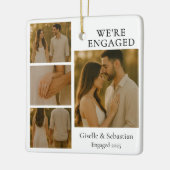 4 Photo Engagement Collage Christmas Keramisch Ornament (Links)