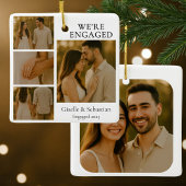 4 Photo Engagement Collage Christmas Keramisch Ornament