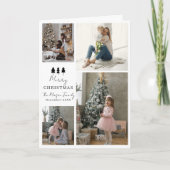 4 Photo Family Christmas Card Trees Design Kaart (Voorkant)