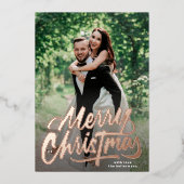 4 Photo Family Collage Merry Christmas Folie Feestdagenkaart (Voorkant)