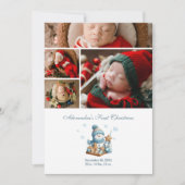4 Photo First Christmas Birth Announcement  Feestdagenkaart (Voorkant)