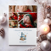 4 Photo First Christmas Birth Announcement  Feestdagenkaart